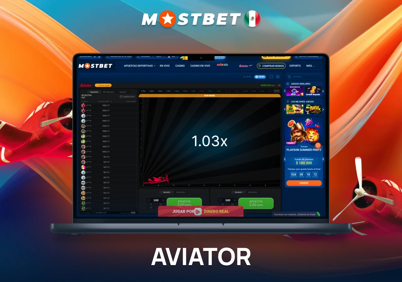 El popular juego de choque Aviator en Mostbet Casino