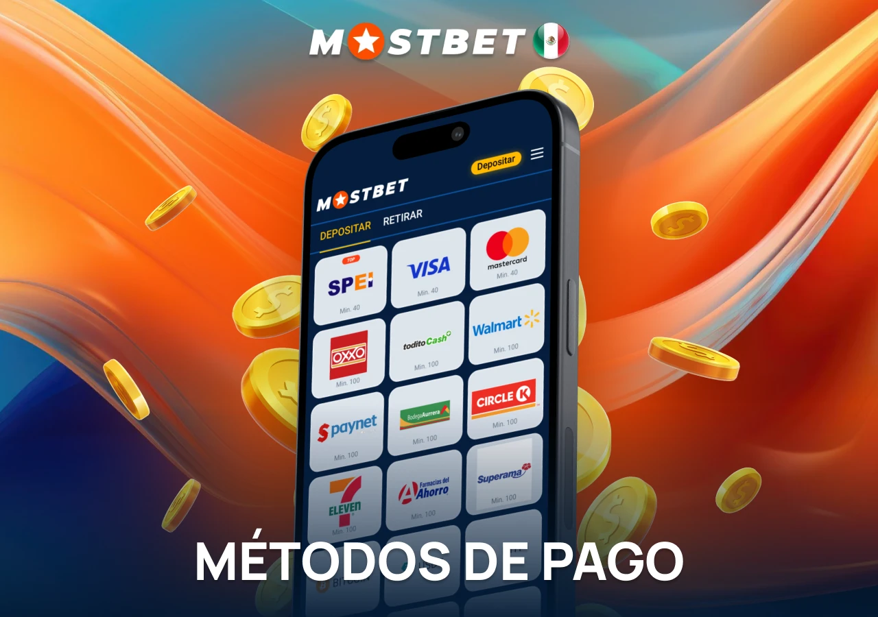 Métodos de pago disponibles en la app de Mostbet