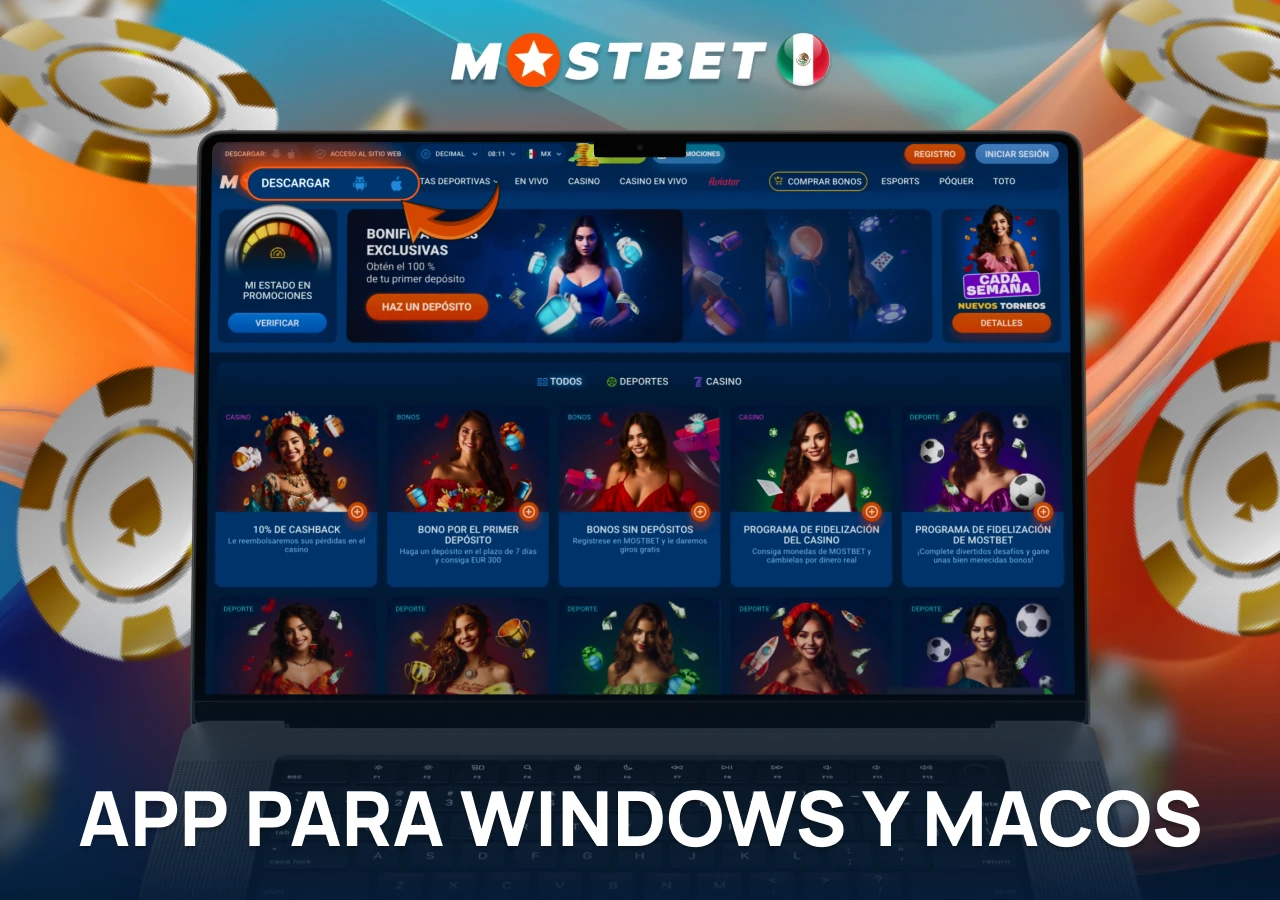 Aplicación de casino para los sistemas operativos Windows y MacOS